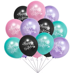 Mermaid Theme Natural Latex Balloons Ocean Birthday Party Decoration Shell Mermaid Tail Happy Birthday Printed Balloons