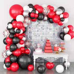 Kit Arco Palloncini Festa Notte Casinò Rosso Nero Bianco Argento Lattice Confetti Per Decorazioni Tema Las Vegas