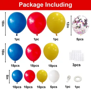 Detailed breakdown of the macaron circus balloon kit including various sizes and colors