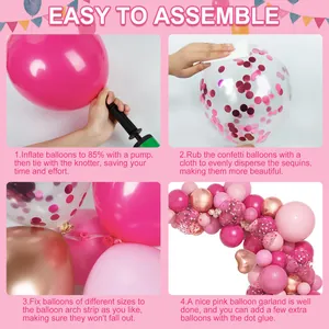 Guide d'assemblage de kit arche de ballons rose et or rose avec instructions de montage