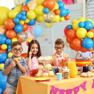 Colorful macaron balloon arch kit with confetti balloons for birthday party background decor