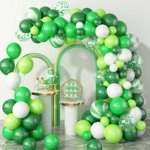 Retro Green White Balloon Arch Garland Kit Latex Balloons Confetti Marble Balloons For Wedding Birthday Party Baby Shower Decor