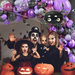 Kit arche de ballons Halloween avec araignée géante pour décoration de fête familiale