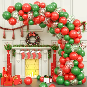 Christmas Balloon Arch Garland Kit Red Green Confetti Latex Balloons For Holiday Festive Home Party Decoration Supplies