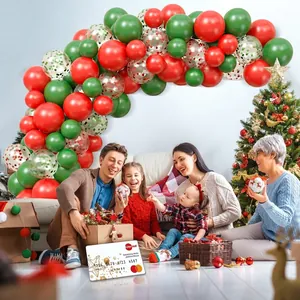 Christmas balloon arch kit with red, forest green, and sequin balloons for holiday parties