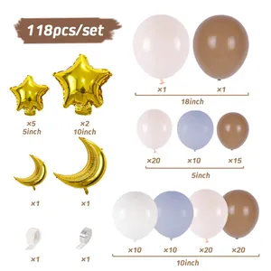 Gedetailleerde weergave van 118-delige babyshower ballonkit met maan en sterren