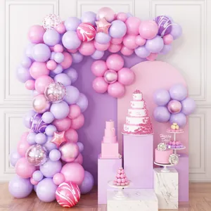 75pcs purple and pink balloon arch kit with metallic stars for girl birthday party