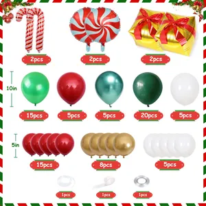 Detalles del set de globos navideños con bastones de aluminio y globos de látex mixtos