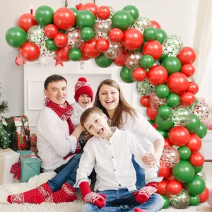 Christmas balloon arch kit with red and green latex balloons for holiday party decor