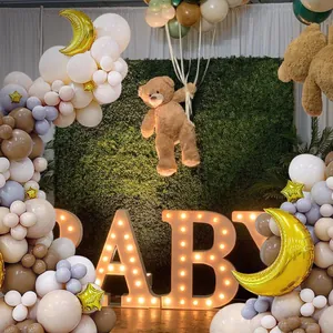 Baby shower decoratieset met teddybeer thema en lichtgevende BABY letterdozen