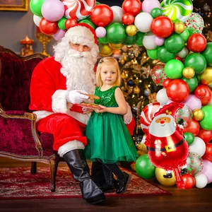 Christmas balloon arch kit with Santa foil balloon and colorful latex balloons for party decor