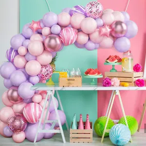 75pcs pink purple balloon arch kit with star foil and confetti balloons for birthday party