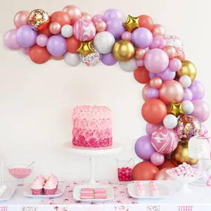 Kit arche de ballons macaron et étoiles pour décoration de table de dessert de mariage
