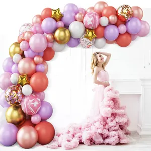 Kit arche de ballons macaron avec étoiles dorées pour décoration de mariage