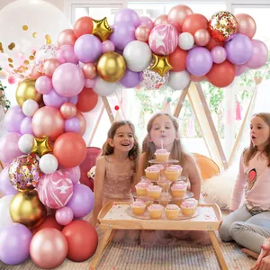 Kit arche de ballons Macaron colorés avec étoiles dorées pour mariage et décoration