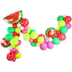 Kit arche de ballons de fête hawaïenne avec ballons pastèque et ballons en latex colorés