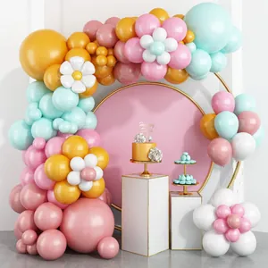 Daisy Macaron Balloon Garland Arch Kit Pink Green Yellow Latex Balloons For Girls Birthday Wedding Party Decorations