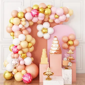 Pink Purple Balloon Garland Arch Star Foil Balloons Agate Balloons For Girls Birthday Party Wedding Decoration