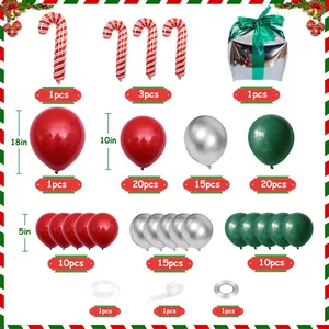 Set detallado de bastones de caramelo de aluminio y globos de látex con accesorios