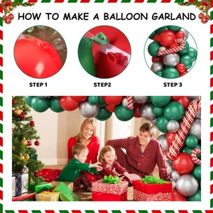Guía paso a paso para crear una guirnalda de globos navideños rojos y verdes con kit