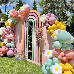 Pastel macaron daisy balloon garland kit for wedding party and outdoor event decoration