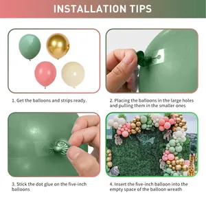 Detailed step-by-step assembly guide for sage green and gold balloon garland kit