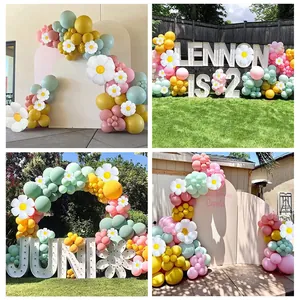 Pastel macaron daisy balloon garland kit for wedding and birthday party decorations