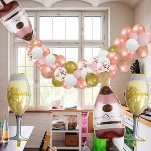 Kit de arco de globos oro rosa con globos de papel de champán para decoraciones