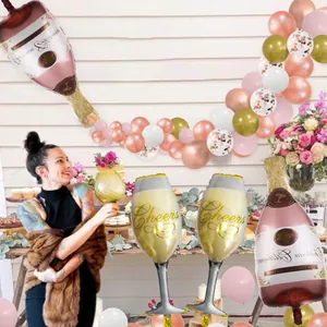 Kit de arco de globos botella champán oro rosa para decoración de bodas y fiestas