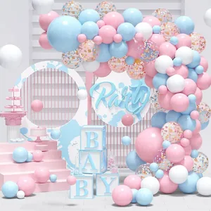 Kit Arche de Ballons en Latex Macaron Rose Bleu Révélation de Genre Décoration de Fête d'Anniversaire Boîte à Lettres
