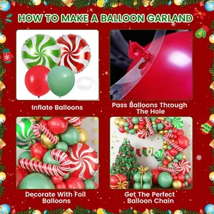 Step-by-step guide for assembling a Christmas balloon arch with candy foil balloons