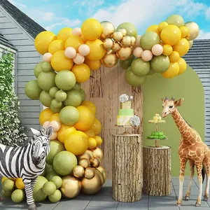 Kit arco di palloncini giungla con palloncini verde salvia e animali per compleanni