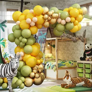 Kit arco di palloncini verde oliva e oro per decorazioni festa compleanno safari