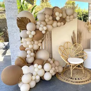 Bohemian Latex Balloon Garland Arch Kit Cocoa Beige Gold For Birthday Wedding Baby Shower Party Background Decoration