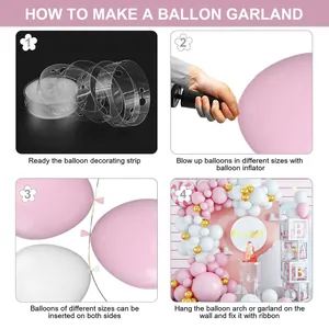 Λεπτομερή βήματα DIY για αψίδα μπαλονιών baby shower με ροζ και λευκά μπαλόνια