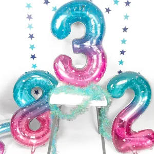Ballons chiffres 40 pouces dégradé ciel étoilé avec pois pour décoration de fête