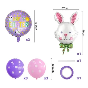 Detail set of Easter balloons including bunny shape foil balloon and Happy Easter round film