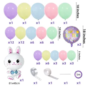 Detail of Easter balloon kit with bunny foil balloon and Happy Easter banner