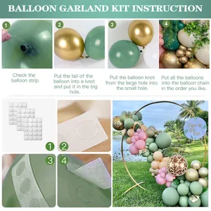 Step-by-step assembly guide for jungle tiger print balloon arch kit and birthday decorations