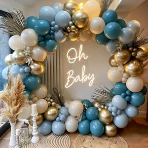 Kit Arche de Ballons Bleu Marine Or Sable Ballons en Latex Mat Métallique pour Décoration de Fête d'Anniversaire et de Mariage