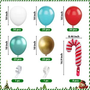 Detailed set of Christmas balloons including candy canes, latex rings and balloon chain