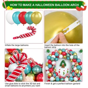 Detailed four-step guide for DIY Christmas balloon garland kit assembly with tools
