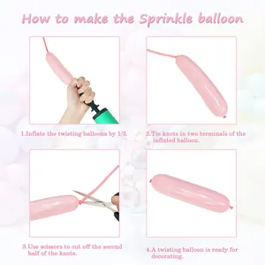 Schritt-für-Schritt-Anleitung zum Knoten von rosa Latex-Modelliierballons für Partydeko