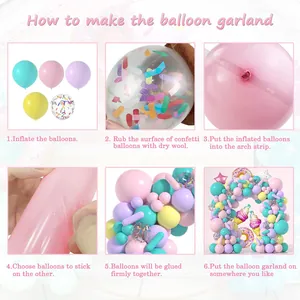 DIY Girlande aus Macaron-Ballons mit Konfetti und Zubehör für Baby-Geburtstagsfeiern