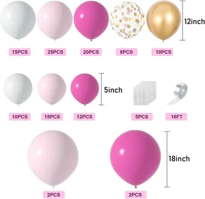 Kit guirlande de ballons rose et or en tailles variées pour décoration de fête bébé