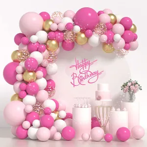 Kit d'arche de guirlande de ballons rose et or pour baby shower et fête d'anniversaire