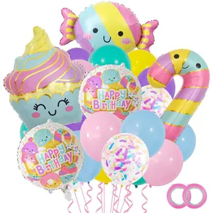 23pcs Ice Cream Candy Balloon Set with Foil and Latex Balloons for Kids Birthday Parties