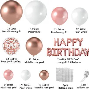 Kit guirlande de ballons anniversaire or rose avec ballons confettis et lettres
