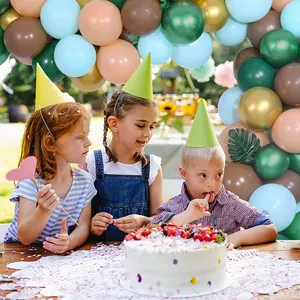Dschungelgrünes Ballon-Bogen-Set mit Metallic-Gold und Kaffee-Tönen für Geburtstagsdeko