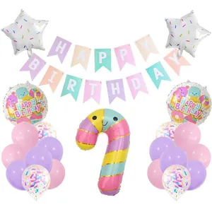 Pastellfarbenes Eiscreme Geburtstagsparty Set mit Ballons und buntem Buchstabenbanner